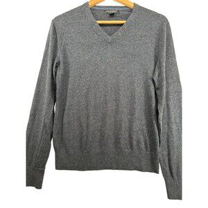 Banana Republic Men Sweater S Gray Silk Cashmere Pullover V-Neck Academia Preppy